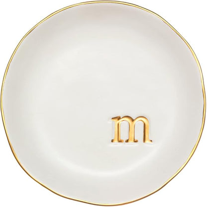 COLLECTIVE HOME - Ceramic Jewelry Tray, Decorative Trinket Dish for Rings Earrings Necklaces Bracelet Watch Keys, Birthday Mother's Day Christmas Gift for Women, 4.75", White Surface (M)