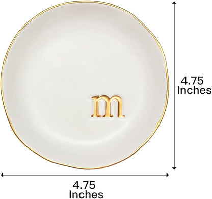 COLLECTIVE HOME - Ceramic Jewelry Tray, Decorative Trinket Dish for Rings Earrings Necklaces Bracelet Watch Keys, Birthday Mother's Day Christmas Gift for Women, 4.75", White Surface (M)